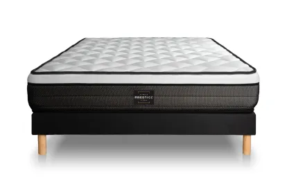 Ensemble Matelas Sommier 140x190 cm - Sommier Noir (déjà monté) - Suite