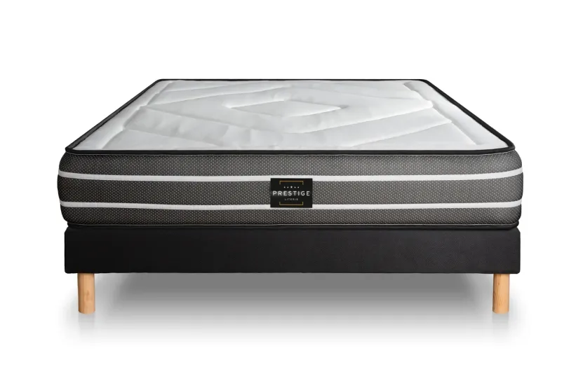 Ensemble Matelas Sommier 200x200 cm - Sommier Noir (en kit) - Exclusive