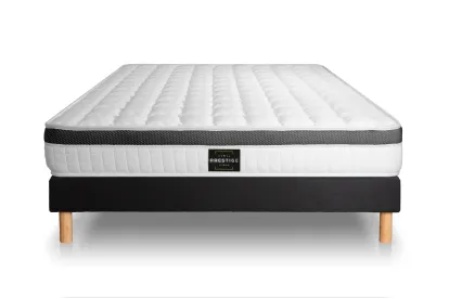 Ensemble Matelas Sommier 160x200 cm - Sommier Noir (déjà monté) - Supérieur