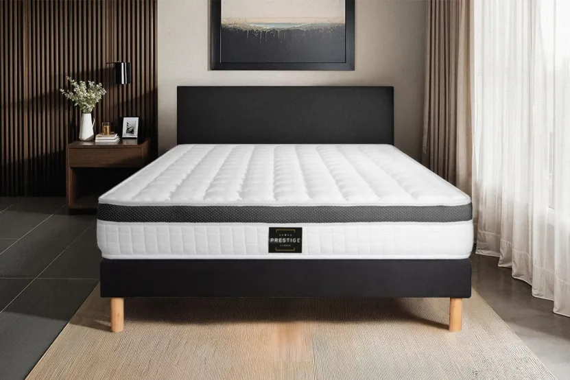Ensemble Matelas Sommier 180x200 cm - Sommier Noir (en kit) - Supérieur