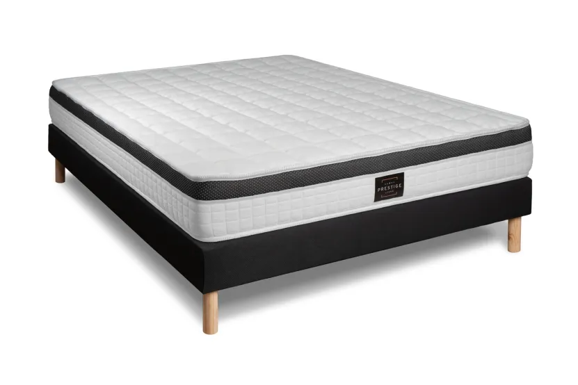 Ensemble Matelas Sommier 160x200 cm - Sommier Noir (en kit) - Supérieur