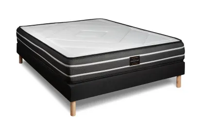 Ensemble Matelas Sommier 140x190 cm - Sommier Noir (déjà monté) - Exclusive