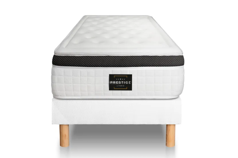 Ensemble Matelas Sommier 120x190 cm - Sommier Blanc (en kit) - Privilège