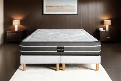 Ensemble Matelas Sommier 160x200 cm - 2 Sommiers Blancs - Exclusive