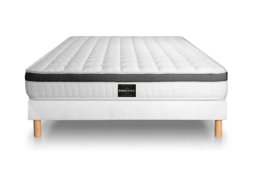 Ensemble Matelas Sommier 160x200 cm - Sommier Blanc (en kit) - Supérieur