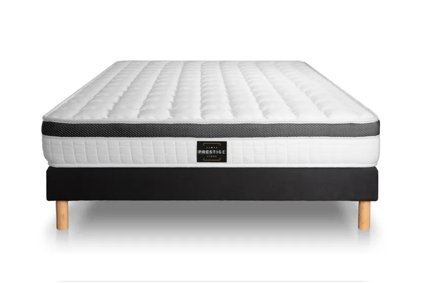 Ensemble Matelas Sommier 180x200 cm - Sommier Noir (en kit) - Supérieur