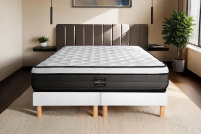 Ensemble Matelas Sommier 180x200 cm - 2 Sommiers Blancs (déjà monté) - Suite