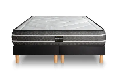 Ensemble Matelas Sommier 200x200 cm - 2 Sommiers Noirs (déjà monté) - Exclusive