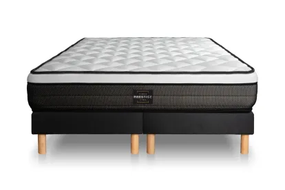 Ensemble Matelas Sommier 200x200 cm - 2 Sommiers Noirs (déjà monté) - Suite