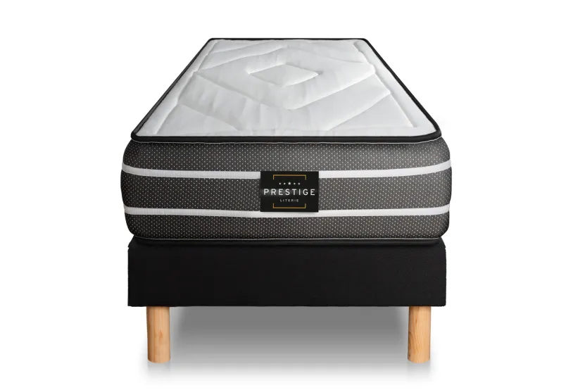 Ensemble Matelas Sommier 80x190 cm - Sommier Noir (déjà monté) - Exclusive