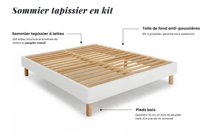 Ensemble Matelas Sommier 180x200 cm - Sommier Blanc (en kit) - Exclusive