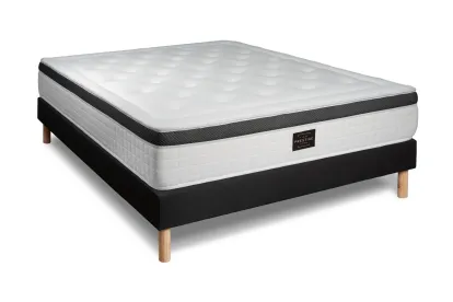 Ensemble Matelas Sommier 160x200 cm - Sommier Noir (déjà monté) - Privilège