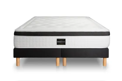 Ensemble Matelas Sommier 160x200 cm - 2 Sommiers Noirs - Privilège