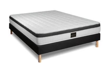 Ensemble Matelas Sommier 180x200 cm - Sommier Noir (en kit) - Supérieur