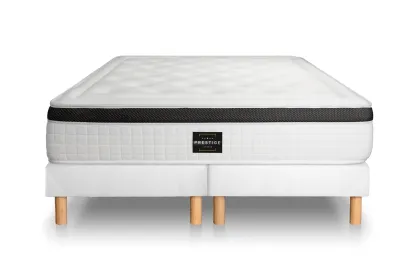 Ensemble Matelas Sommier 160x200 cm - 2 Sommiers Blancs - Privilège