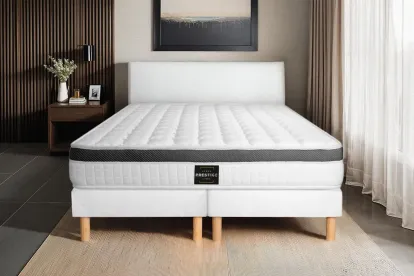 Ensemble Matelas Sommier 160x200 cm - 2 Sommiers Blancs - Supérieur