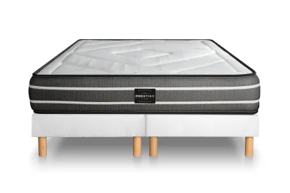 Ensemble Matelas Sommier 180x200 cm - 2 Sommiers Blancs (déjà monté) - Exclusive
