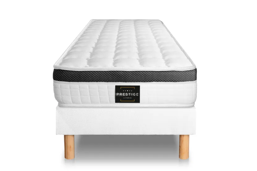 Ensemble Matelas Sommier 90x200 cm - Sommier Blanc (déjà monté) - Supérieur