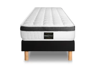 Ensemble Matelas Sommier 90x200 cm - Sommier Noir (déjà monté) - Supérieur
