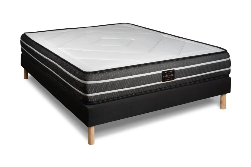 Ensemble Matelas Sommier 160x200 cm - Sommier Noir (en kit) - Exclusive