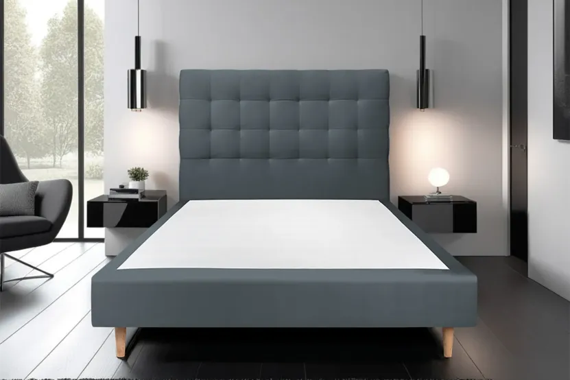 Tête de lit 150 cm Capitonnée - Tissu Velours Gris Anthracite