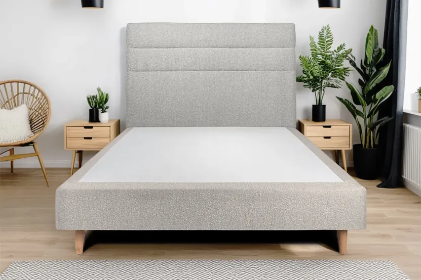Tête de lit 160 cm Lignes - Tissu Bouclette Gris