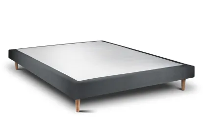 Sommier Tapissier 140x190 cm - H29 cm - Velours - Gris anthracite