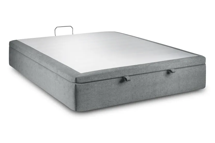 Sommier Coffre 140x200 cm - Toile Nattée - Gris Anthracite