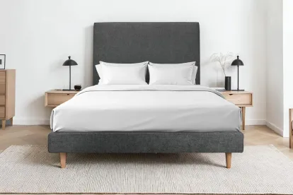 Sommier Tapissier 150x190 cm - H29 cm - Velours - Gris anthracite