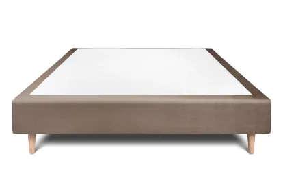Sommier Tapissier 135x190 cm - H35 cm - Velours - Taupe