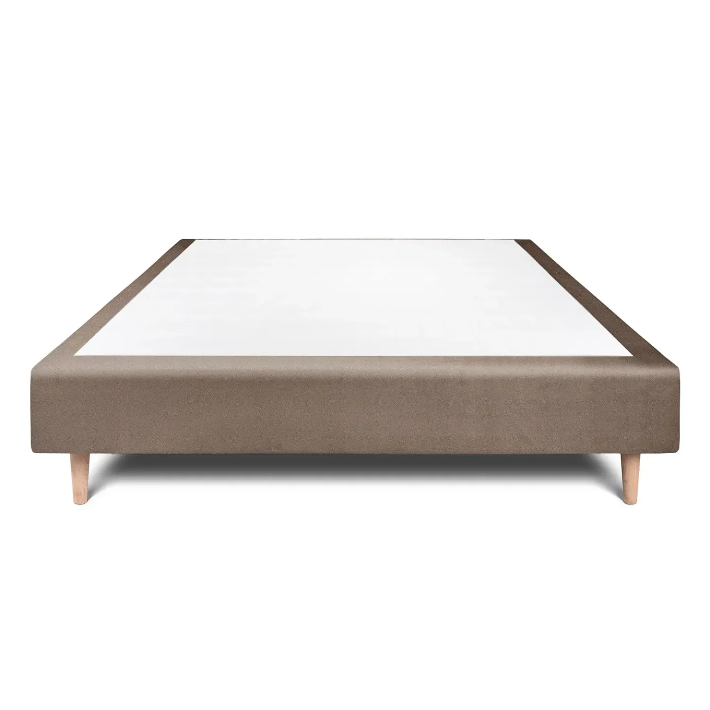 Sommier Tapissier Tissu Beige Brun 140x190 H35cm - Magasins