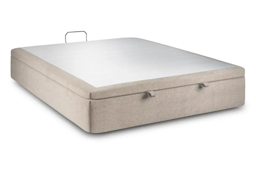 Sommier Coffre 140x190 cm - Toile Nattée - Beige Brun