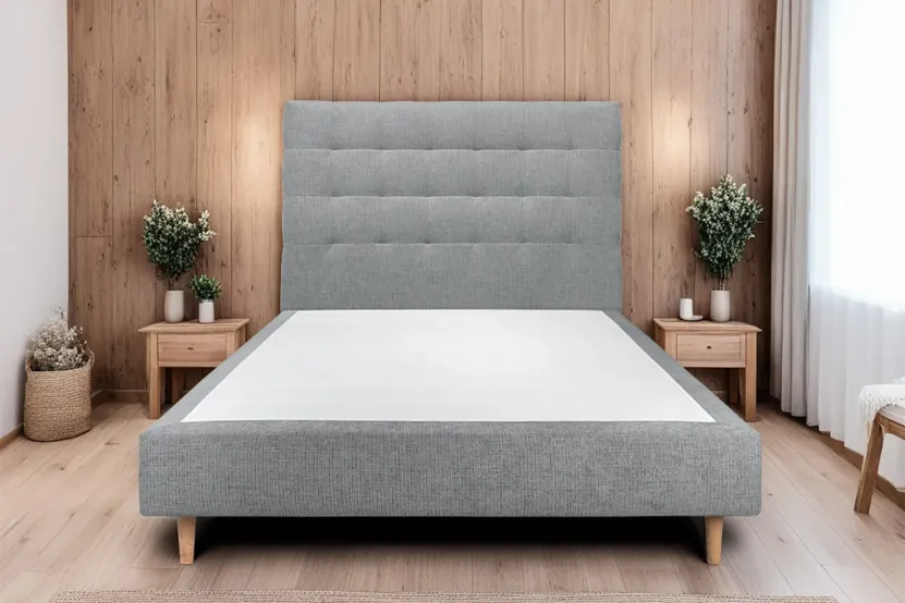 Tête de lit 140 cm Capitonnée - Tissu Toile Natté Gris Anthracite