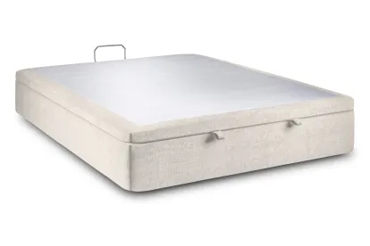 Sommier Coffre 160x200 cm - Toile nattée  - Beige clair