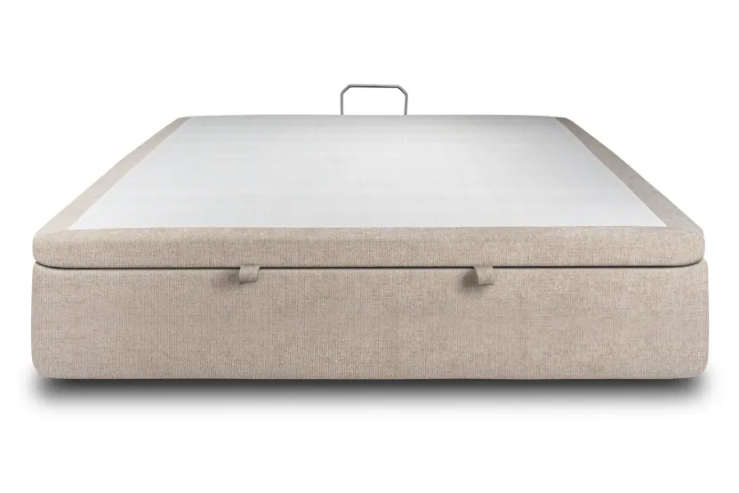Sommier Coffre 180x200 cm - Toile Nattée - Beige Brun