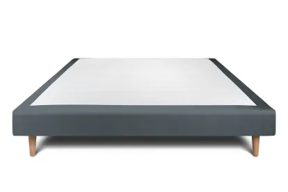 Sommier Tapissier 150x190 cm - H29 cm - Velours - Gris anthracite