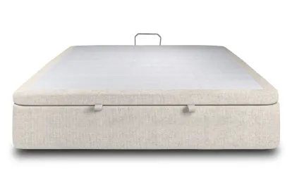 Sommier Coffre 160x200 cm - Toile nattée  - Beige clair
