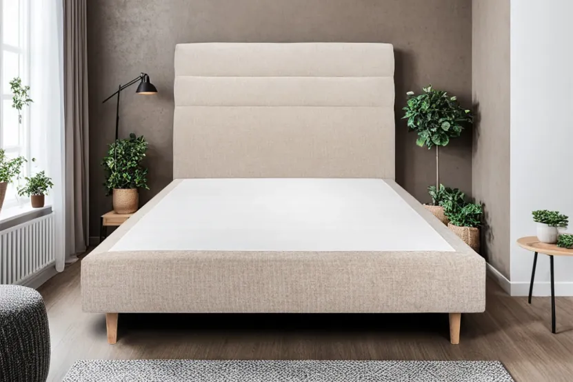 Tête de lit 150 cm Lignes - Tissu Toile Natté Beige Brun