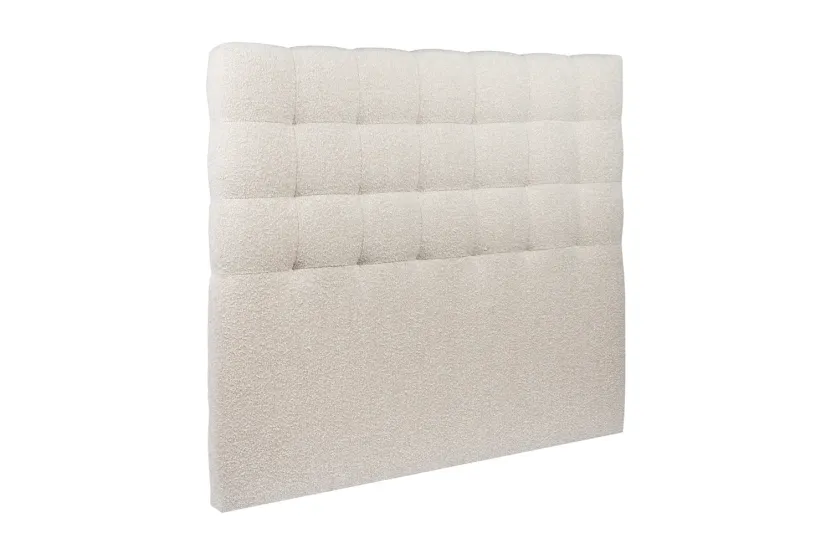 Tête de lit 200 cm Capitonnée - Tissu Bouclette Beige Clair