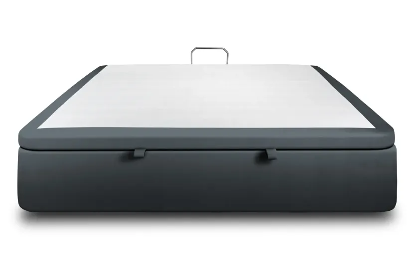 Sommier Coffre 200x200 cm - Velours - Gris Anthracite