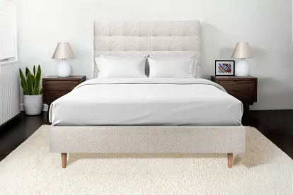 Tête de lit 180 cm Capitonnée - Tissu Bouclette Beige Clair