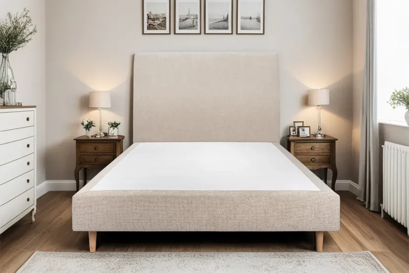 Tête de lit 160 cm Tapissée - Tissu Toile Natté Beige Brun