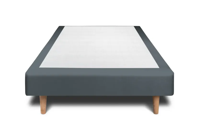 Sommier Tapissier 100x200 cm (déjà monté) - Velours - Gris Anthracite