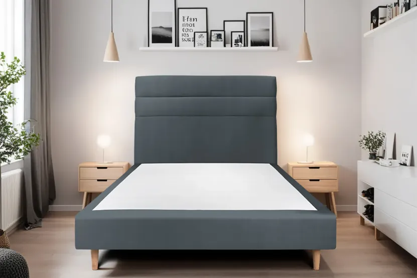 Tête de lit 150 cm Lignes - Tissu Velours Gris Anthracite