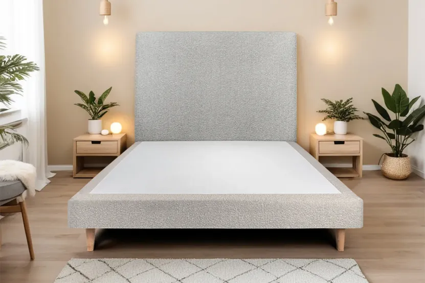 Sommier Tapissier 150x200 cm (déjà monté) - Bouclette - Gris