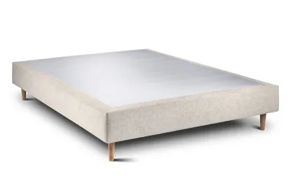 Sommier Tapissier 140x190 cm - H35 cm - Toile nattée - Beige clair