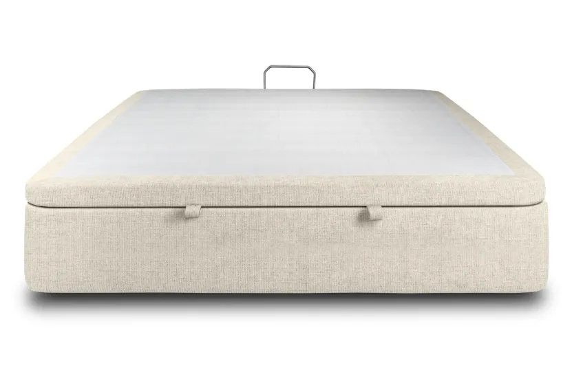 Sommier Coffre 200x200 cm - Toile Nattée - Beige Clair