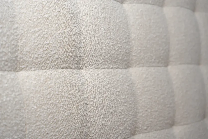 Tête de lit 150 cm Capitonnée - Tissu Bouclette Beige Clair