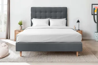 Tête de lit 160 cm Capitonnée - Tissu Velours Gris Anthracite