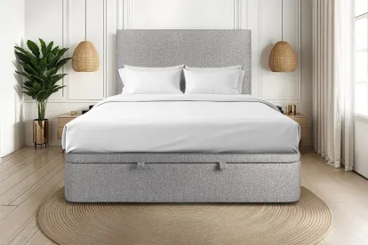 Sommier Coffre 180x200 cm - Bouclette - Gris